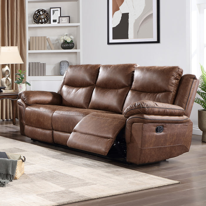 RYLAND SOFA W/DUAL RECLINER- BROWN