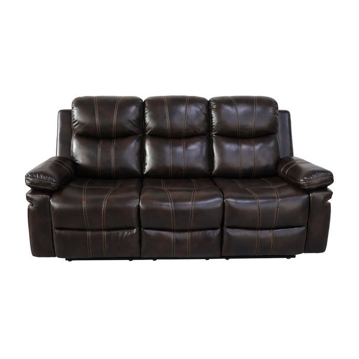 KELLEN  SOFA W/DUAL RECLINER & DROP DOWN  TRAY-BROWN