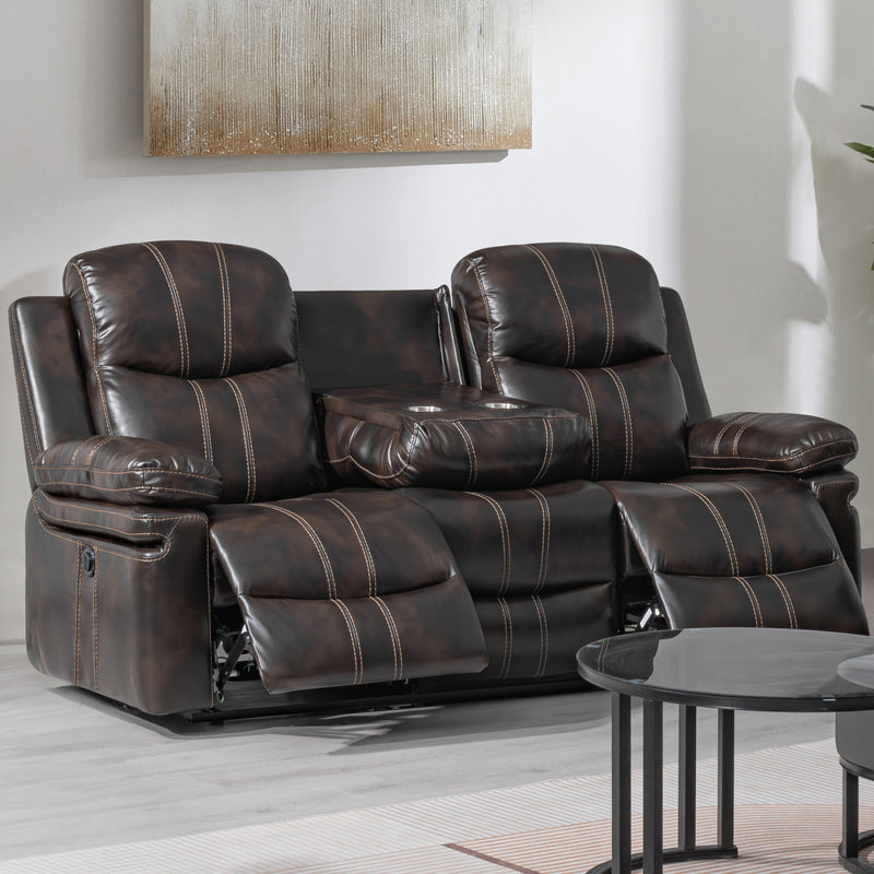 KELLEN  SOFA W/ DROP DOWN TRAY & PWR FR-BROWN