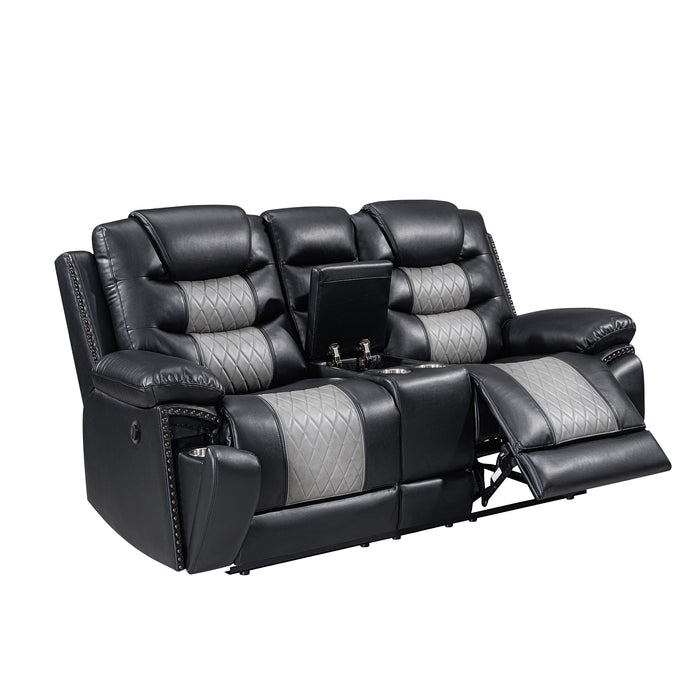 NIKKO CONSOLE LOVESEAT W/PWR FR-BLACK/GRAY