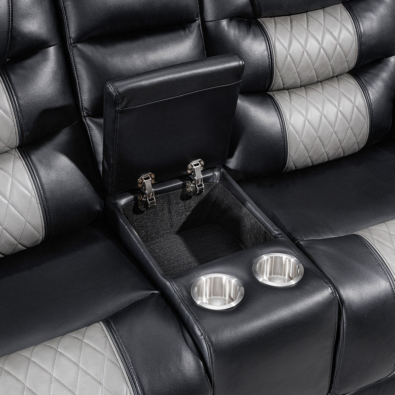 NIKKO CONSOLE LOVESEAT W/PWR FR-BLACK/GRAY