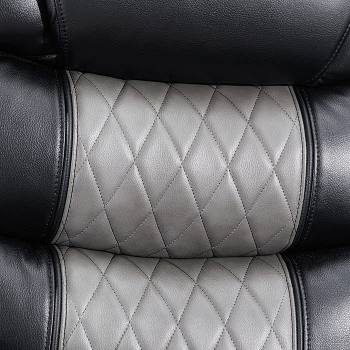 NIKKO  SOFA W/DUAL RECLINER-BLACK/GRAY