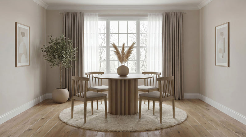 Hamlyn 5-piece Round Wood Dining Set Wheat and Natural Oak
