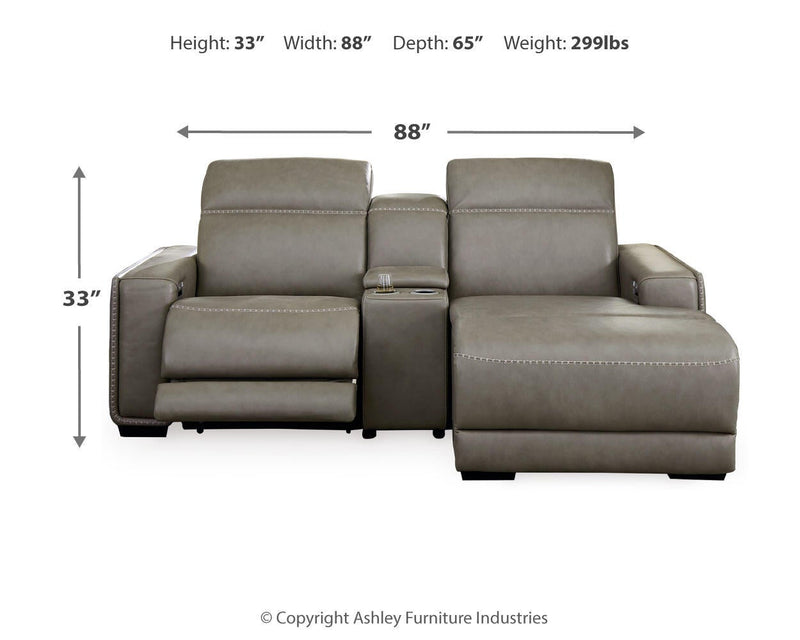 Seccional reclinable eléctrico de 3 piezas con chaise longue Correze
