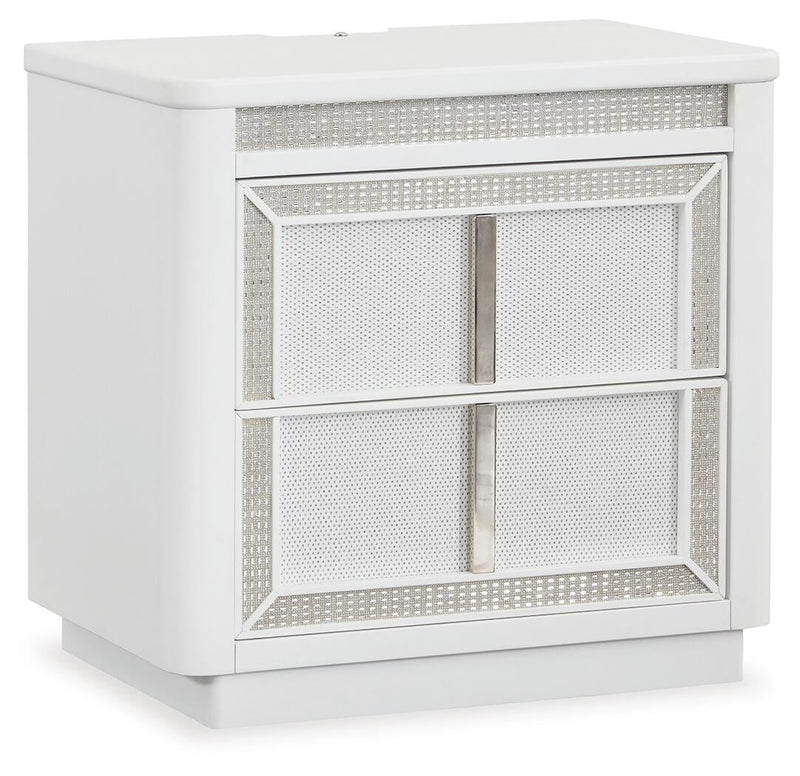 Chalanna California King Upholstered Storage Bed, Dresser and Mirror