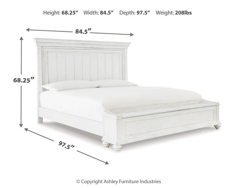 Cama tamaño queen con paneles y tocador con espejo Kanwyn