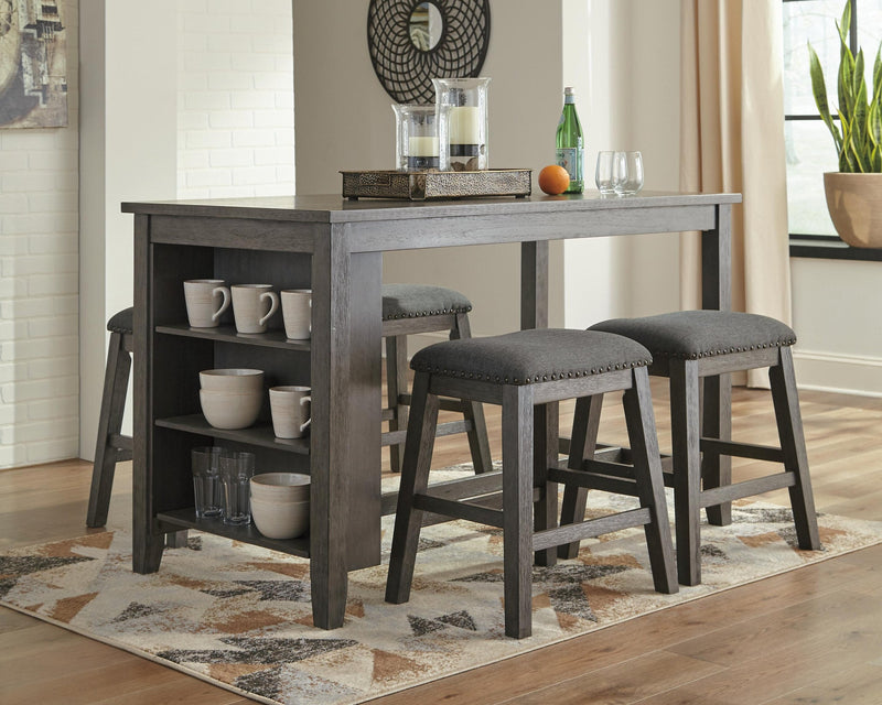 Mesa de comedor de altura de mostrador y 4 taburetes de bar Caitbrook