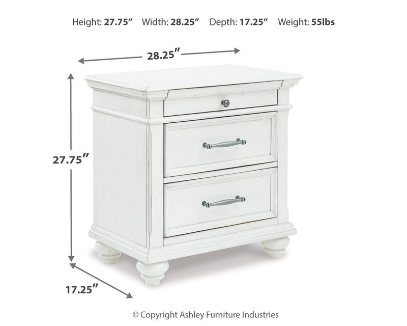 Kanwyn King Panel Bed with Mirrored Dresser, Chest and Nightstand