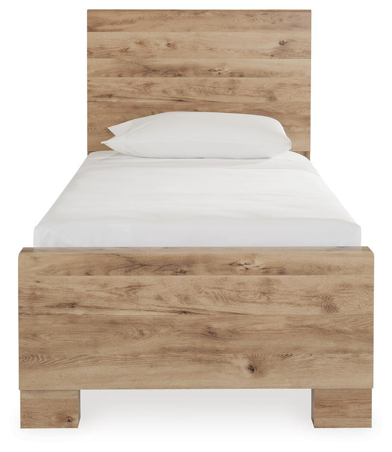 Hyanna Twin Panel Bed with Mirrored Dresser