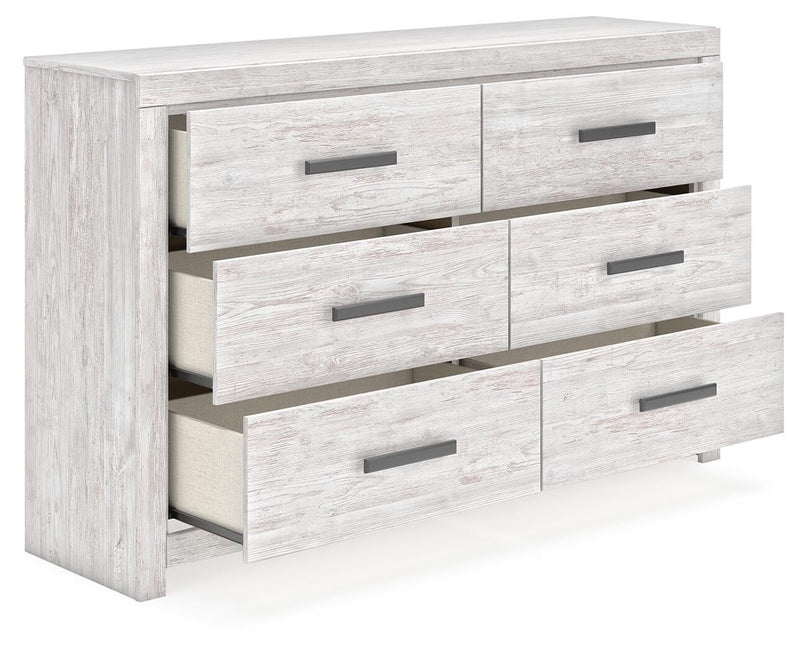 Cayboni Full Panel Bed with Mirrored Dresser