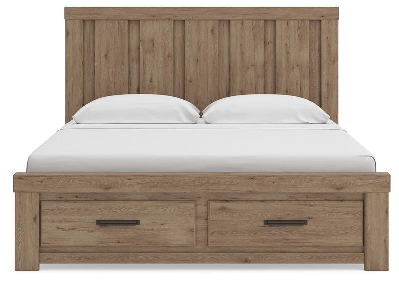 Garistyn King Panel Storage Bed, Dresser and Mirror