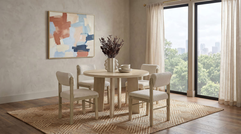 Kehoe Upholstered Dining Side Chair Cream and Natural Oak (Set of 2)