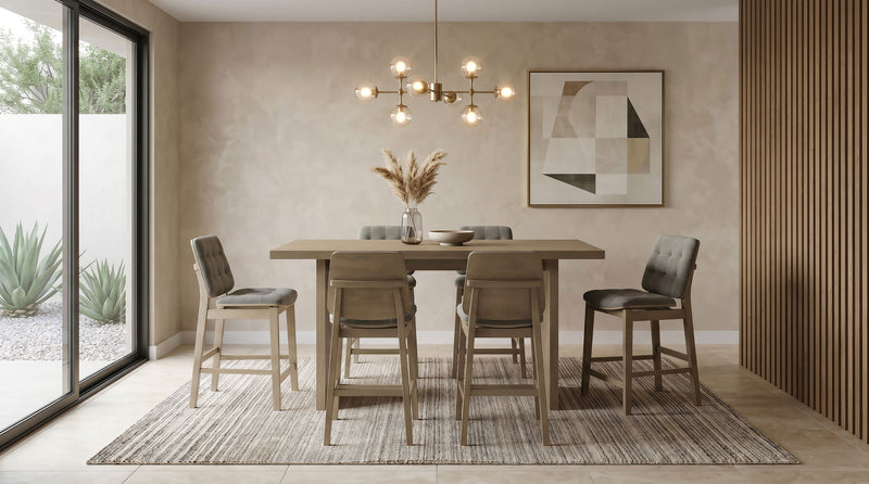 Redbridge Upholstered Counter Chair Grey and Natural Oak (Set of 2)