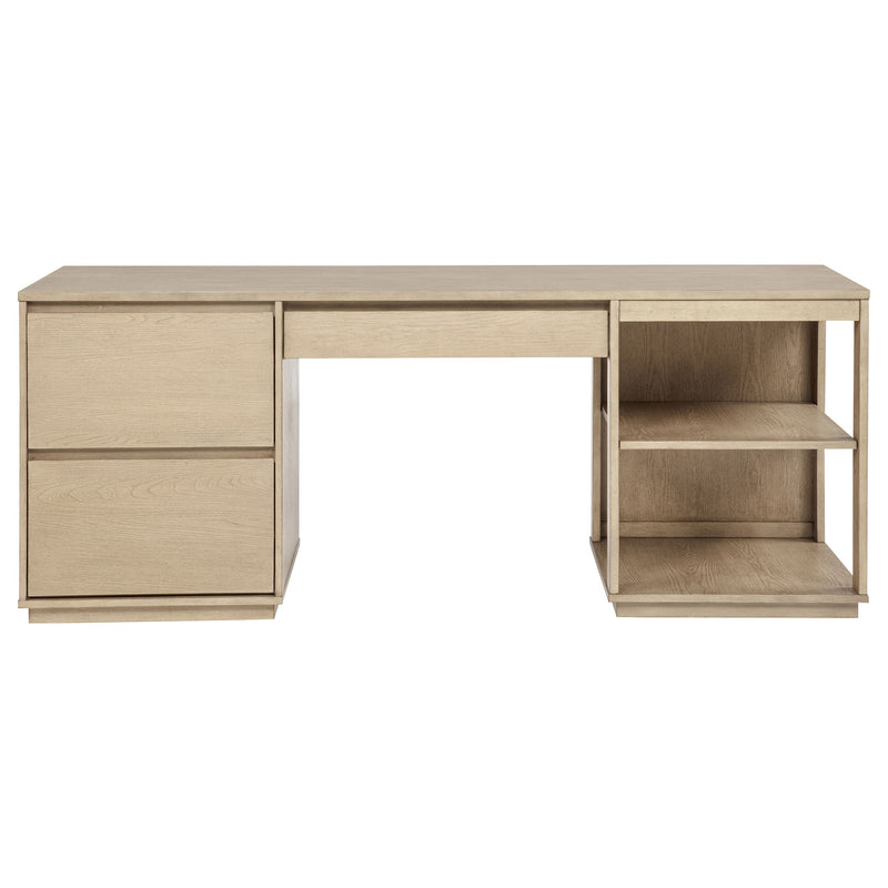 Harkes 75-inch 3-drawer Computer Desk with Adjustable Shelf Light Elm