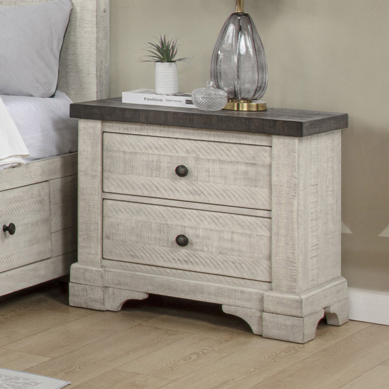 AUGUSTA TWO DRAWER NIGHSTAND W/USB PORT-RUSTIC WHITE