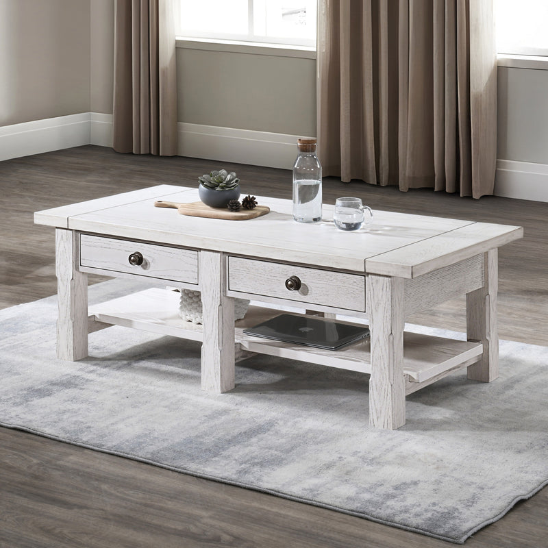 DORSEY 2 DRAWER COFFEE TABLE -WHITE
