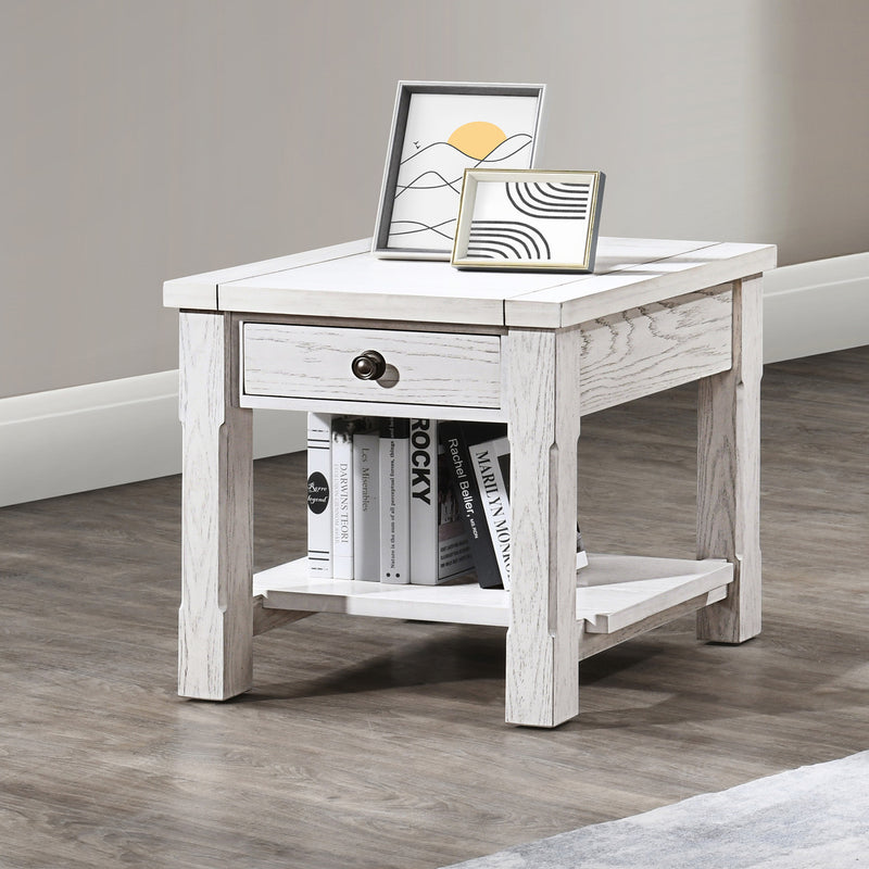 DORSEY 1 DRAWER END TABLE-WHITE