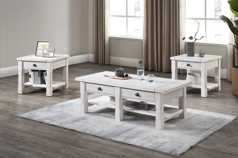 DORSEY 2 DRAWER COFFEE TABLE -WHITE