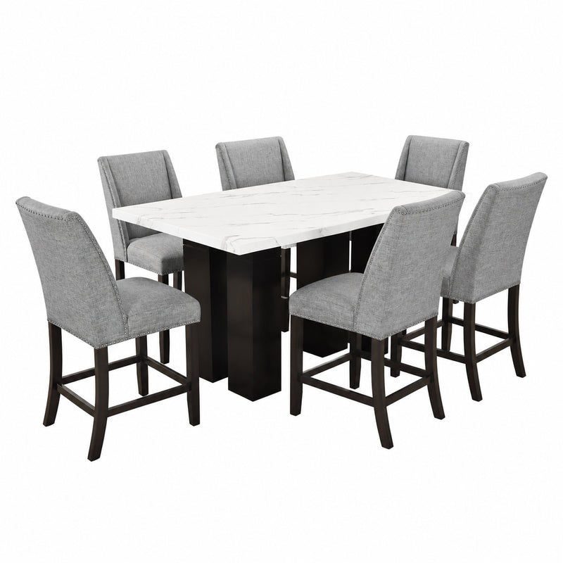 FAUST ADJUSTABLE TABLE W/ 6 COUNTER CHAIRS