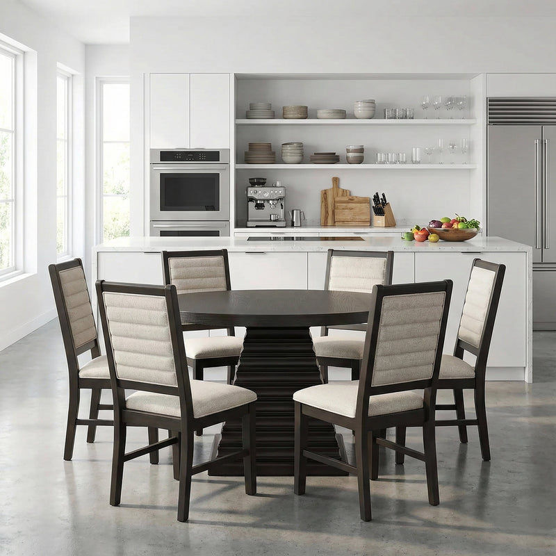 PLATEAU 54" ROUND DINING TABLE AND 6 CHAIRS