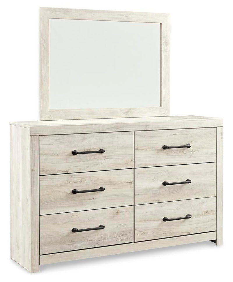 Cama doble Cambeck con tocador con espejo, cómoda y mesita de noche