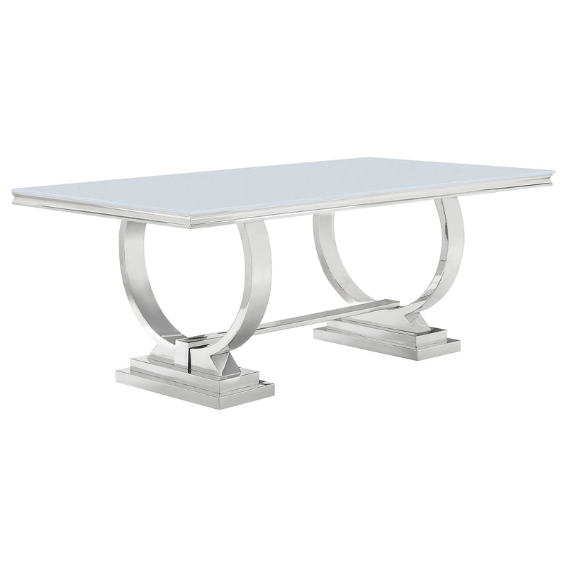 Antoine 7-piece Rectangular Glass Top Dining Table Set White