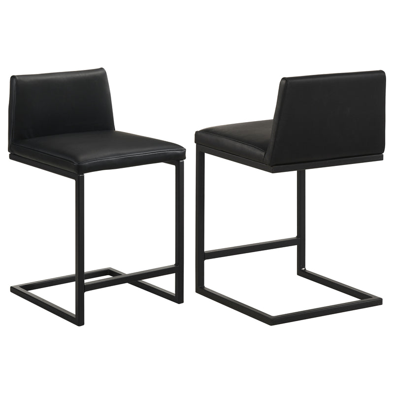 Vardon Genuine Leather Counter Height Chair Black (Set of 2)