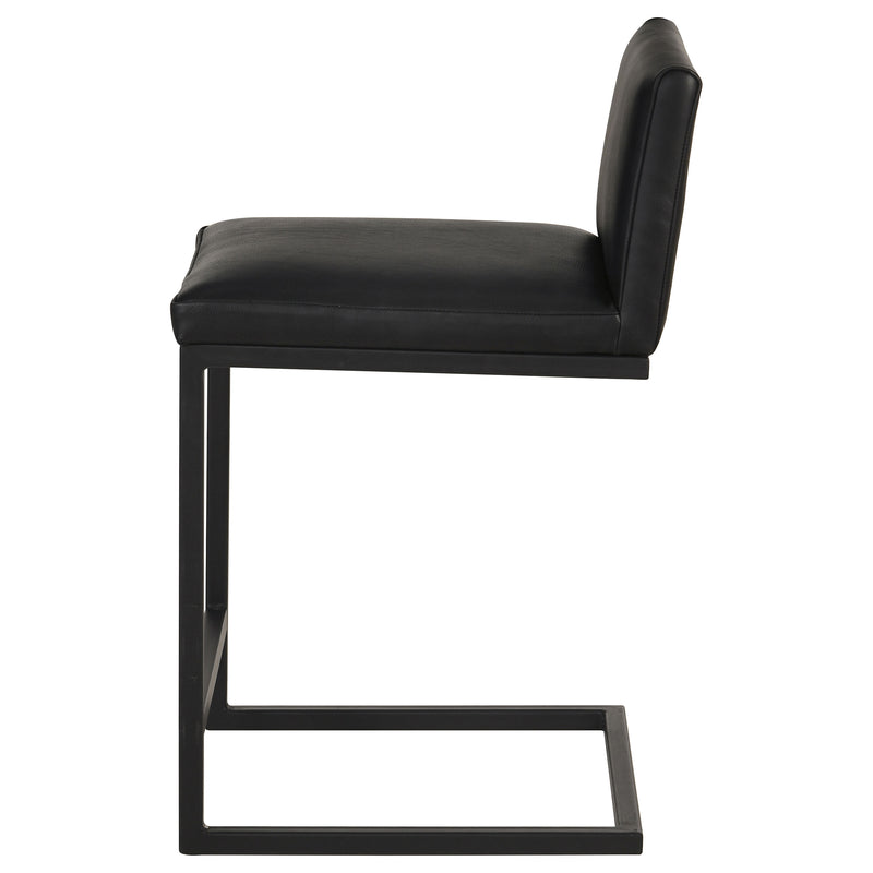 Vardon Genuine Leather Counter Height Chair Black (Set of 2)
