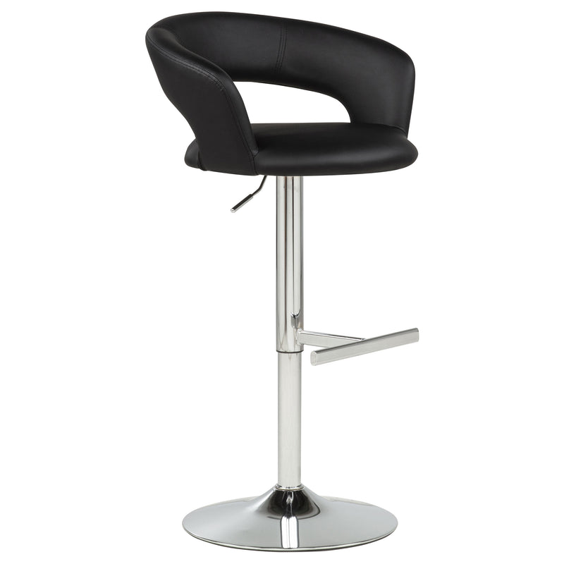 Travia Adjustable Leatherette Swivel Bar Stool Black and Chrome