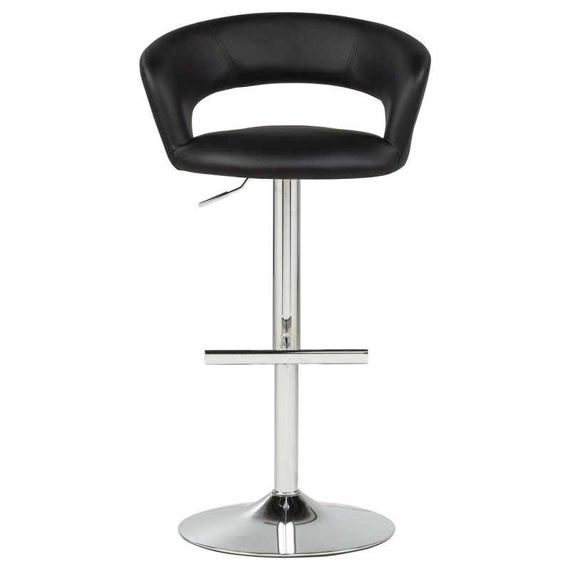 Travia Adjustable Leatherette Swivel Bar Stool Black and Chrome