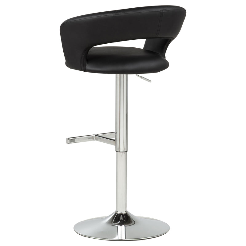 Travia Adjustable Leatherette Swivel Bar Stool Black and Chrome