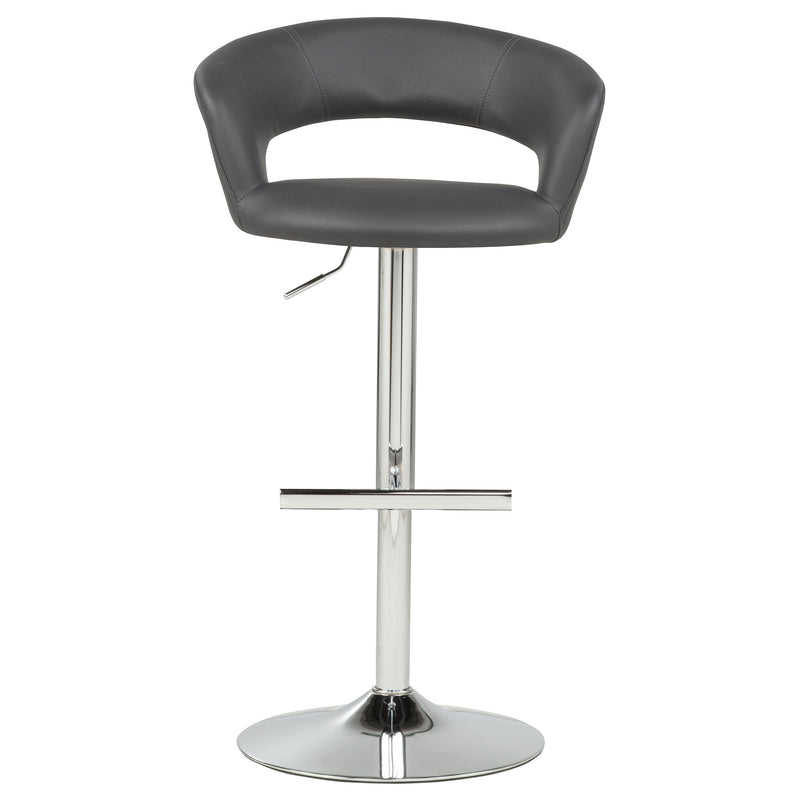 Travia Adjustable Leatherette Swivel Bar Stool Grey and Chrome