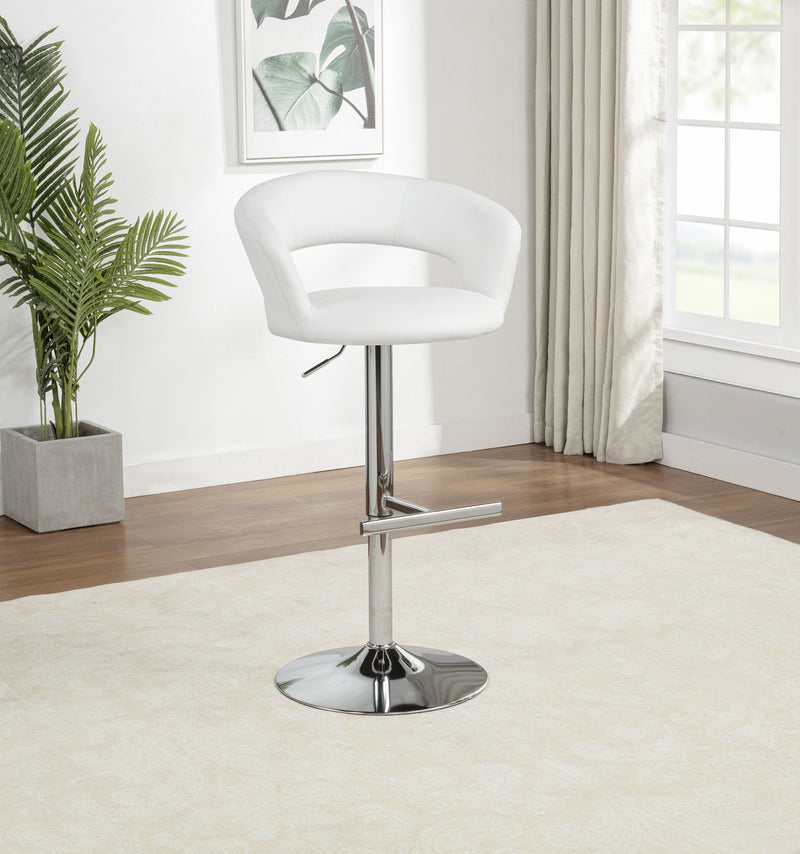 Travia Adjustable Leatherette Swivel Bar Stool White and Chrome