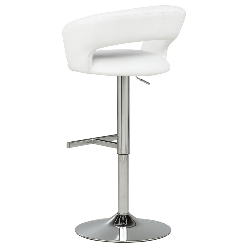 Travia Adjustable Leatherette Swivel Bar Stool White and Chrome
