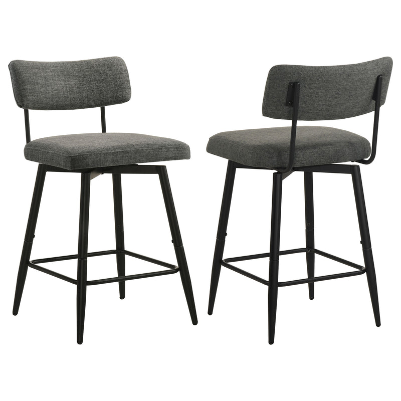 Levine Fabric Upholstered Swivel Counter Chair Grey (Set of 2)