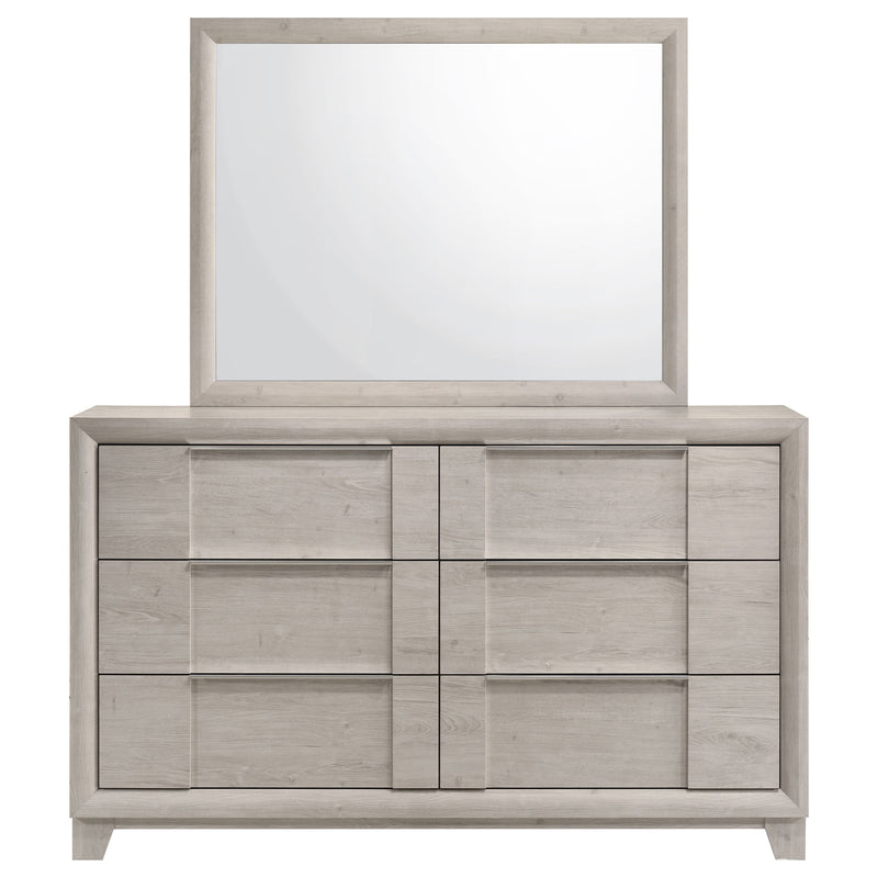 Farre 6-drawer Dresser with Mirror Washed Grey