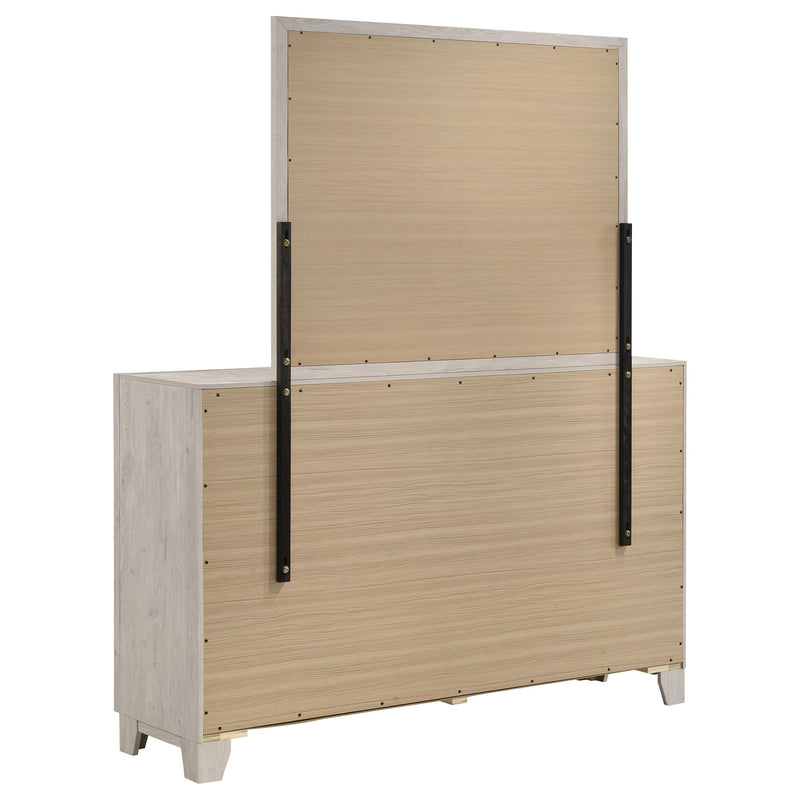 Farre 6-drawer Dresser with Mirror Washed Grey