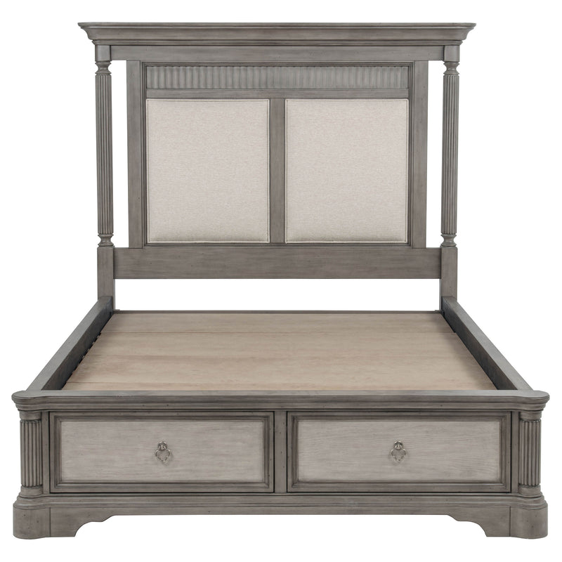 Cresswell Eastern King Upholstered Storage Platform Bed Weathered Taupe