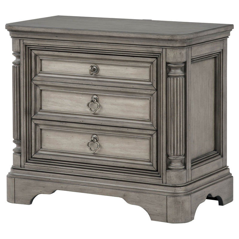 Cresswell 3-drawer Nightstand Bedside Table Weathered Taupe