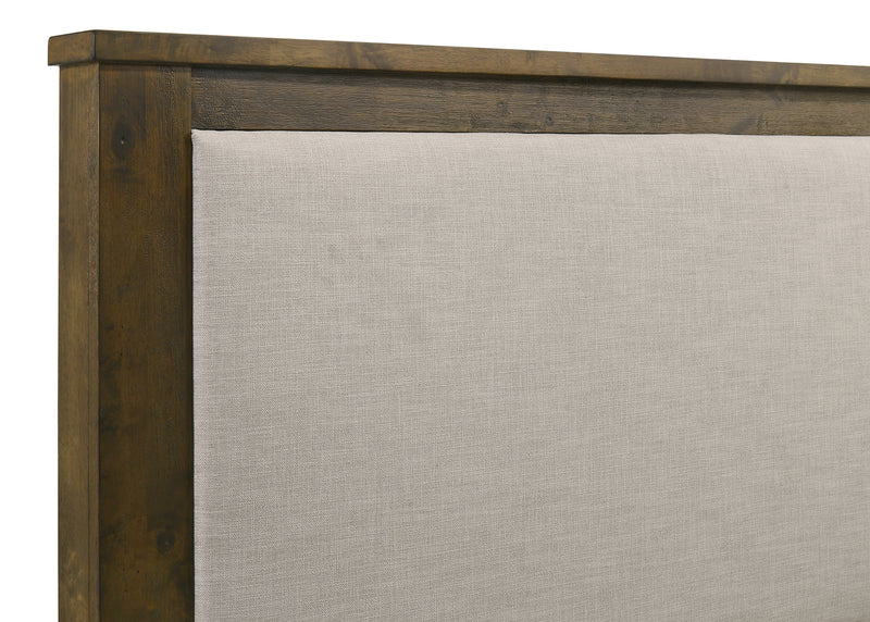 Doherty Queen Linen Upholstered Panel Bed Rustic Brown