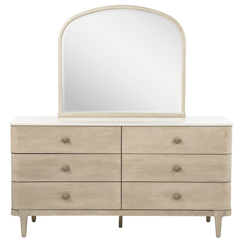 Lucaire 6-drawer Dresser Cabinet with Mirror Sandstone