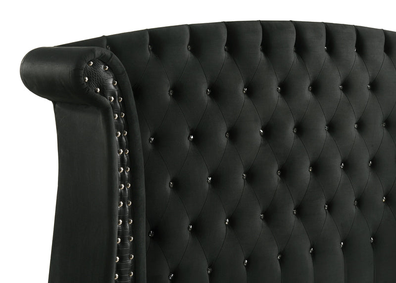 Barzini Upholstered Eastern King Wingback Bed Black