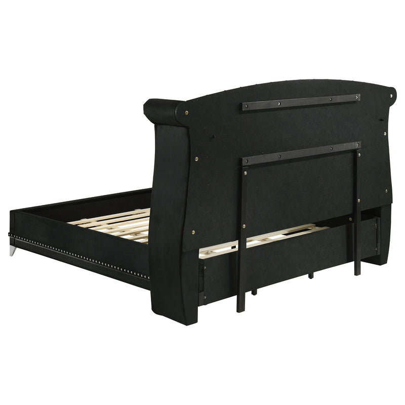 Barzini Upholstered Eastern King Wingback Bed Black