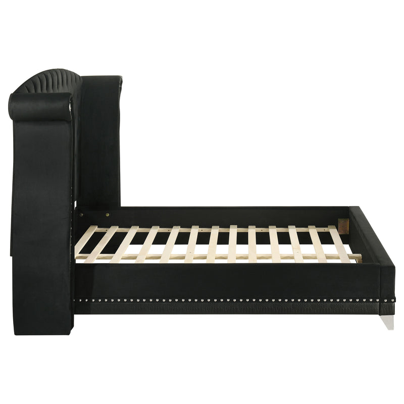 Barzini Upholstered Queen Wingback Bed Black