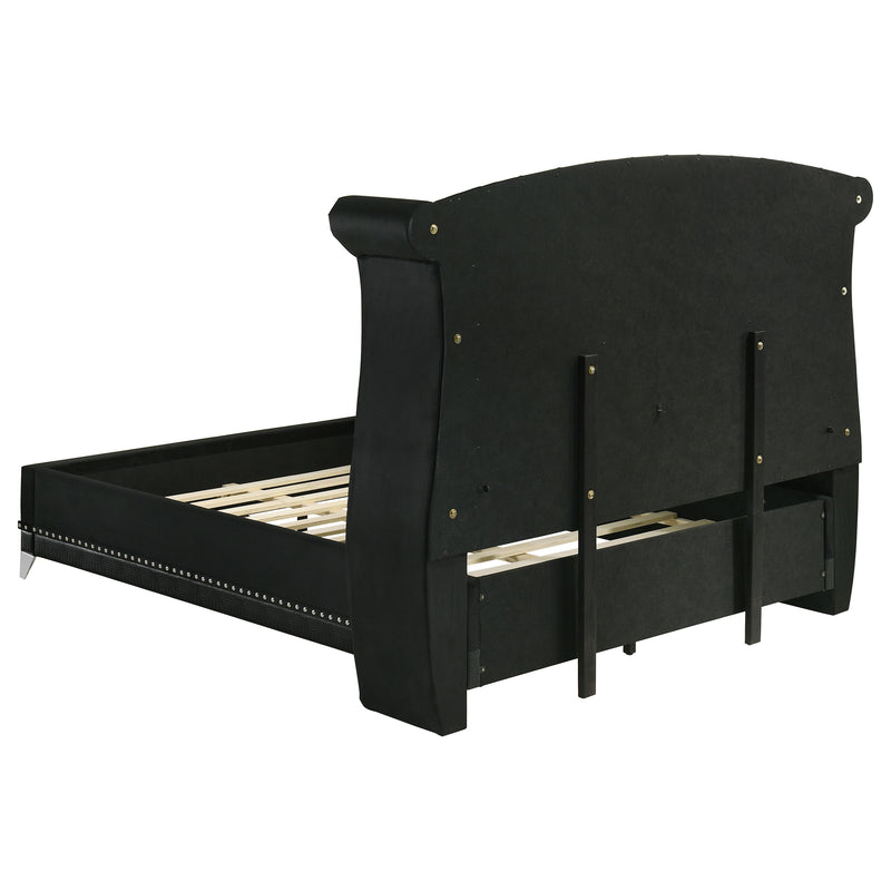 Barzini Upholstered Queen Wingback Bed Black