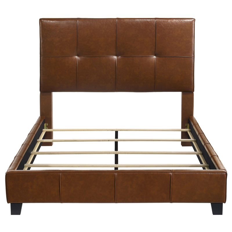 Farrell Queen Leatherette Upholstered Panel Bed Brown