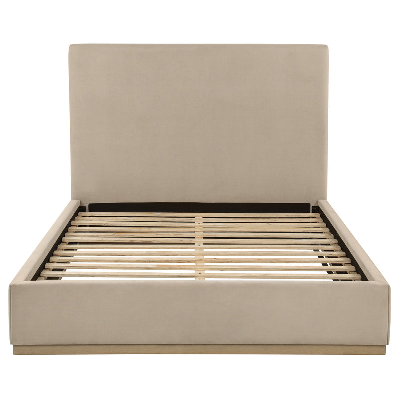 Knox Queen Fabric Upholstered Platform Bed Khaki