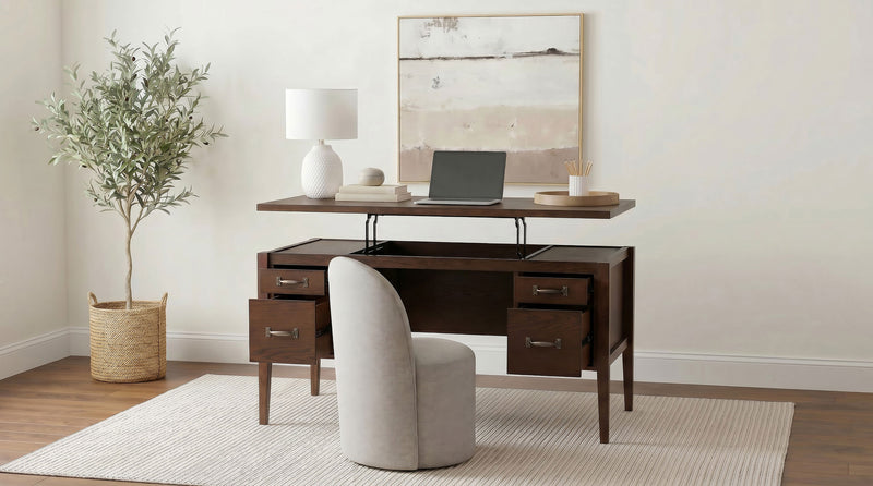 Graham 54-inch 4-drawer Double Pedestal Lift Top Computer Desk Chocolate