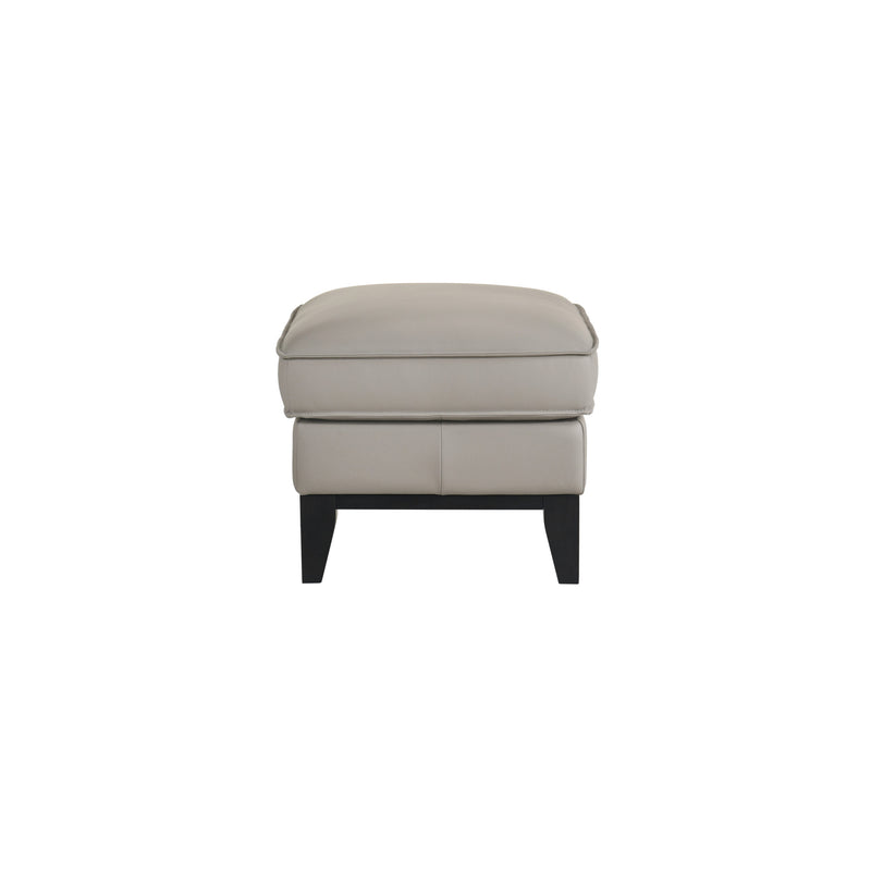 AARON LEATHER OTTOMAN-MIST GRAY