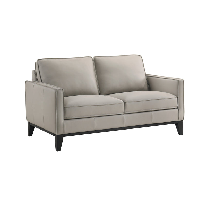 AARON LEATHER LOVESEAT-MIST GRAY